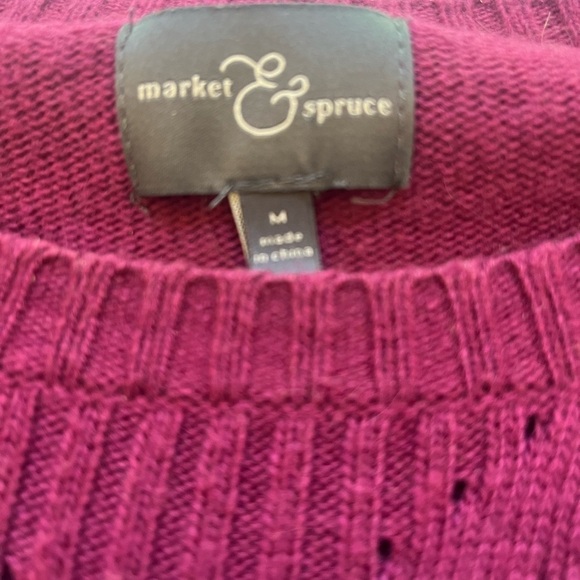 Market & Spruce Crew Neck Sweater with Design Elements in Wine Size Medium - Picture 4 of 5